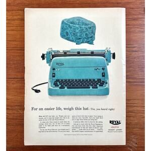 1956 Royal Blue Electric Typewriter Vintage Photo Ad